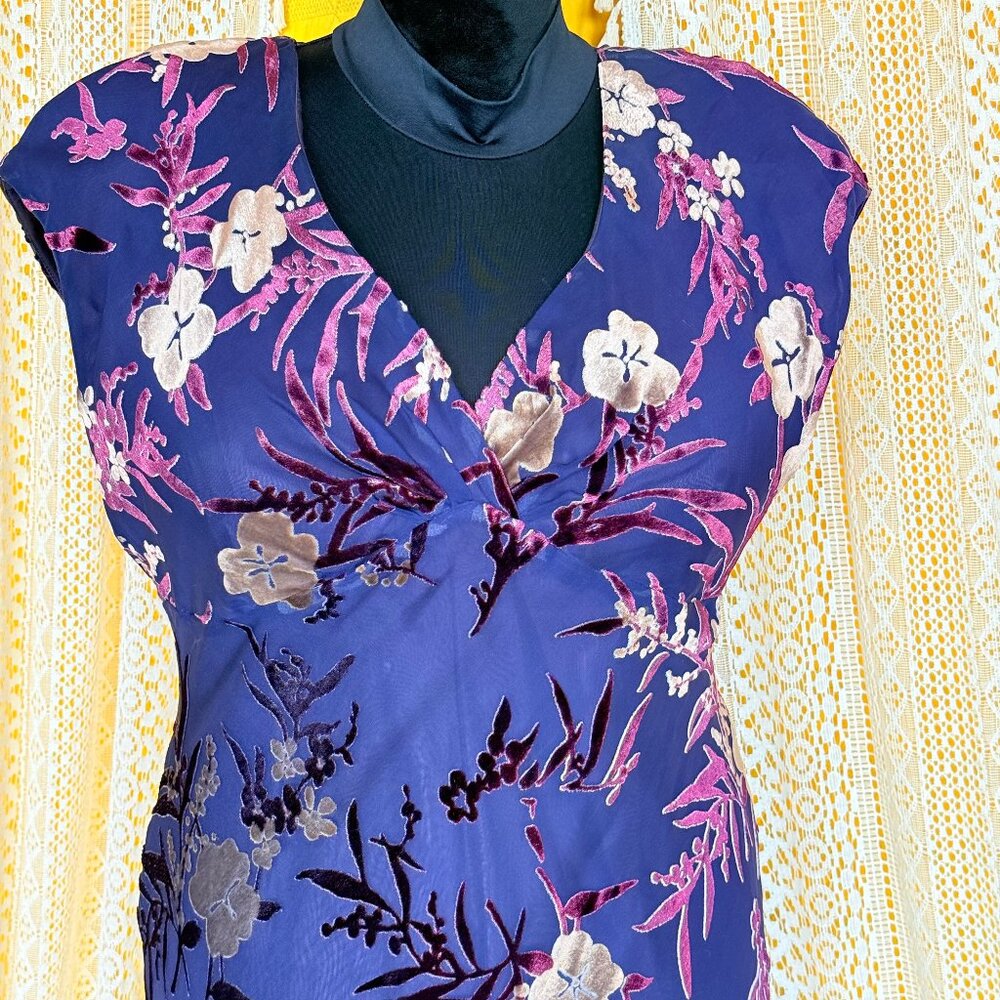 VTG 90s Whimsigoth Fairy Grunge Purple Velvet Burnout Floral Maxi Dress | 14 - Picture 9 of 15